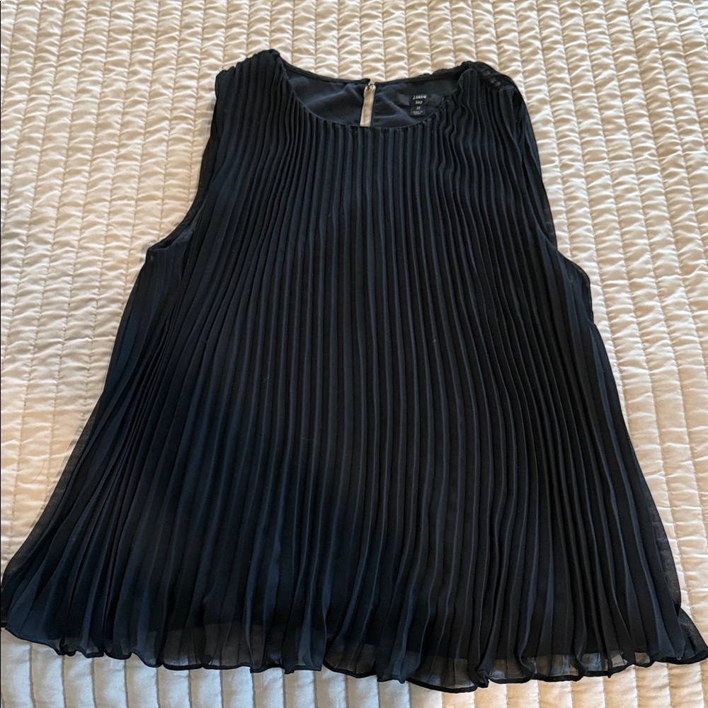 Pleated J Crew Sleeveless Black Top